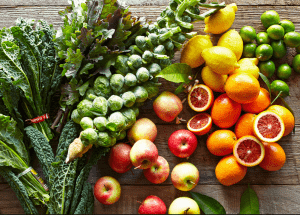 a group of fruits and vegetables on a wood surface Healthy Weight Loss Diets Duddingston
